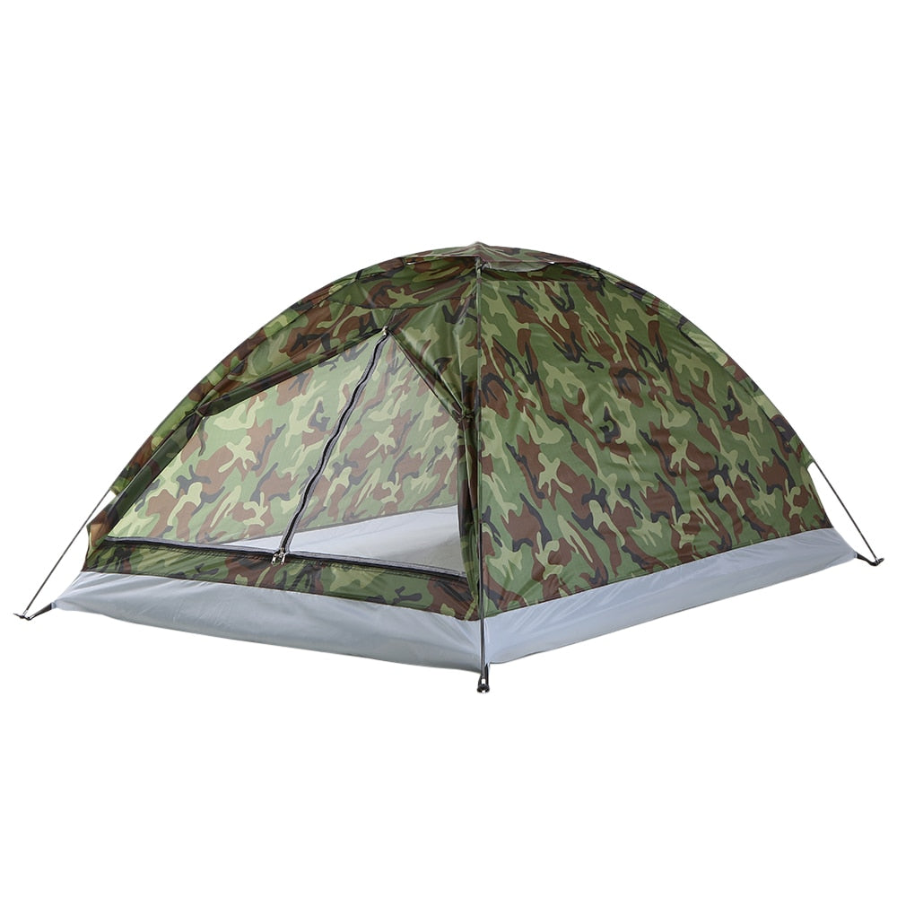 2 Persons Waterproof Camping Tent PU 1000mm Polyester Fabric Single Layer Tent For Outdoor Hiking Travel Beach