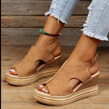 Load image into Gallery viewer, women&#39;s casual wedge line buckle open toe  summer wedge sandals
