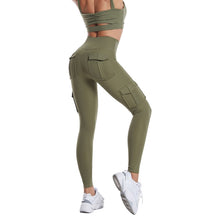 Load image into Gallery viewer, Multi-pocket Pants Yoga Leggings High Waist Solid Color For Women Sporting Workout
