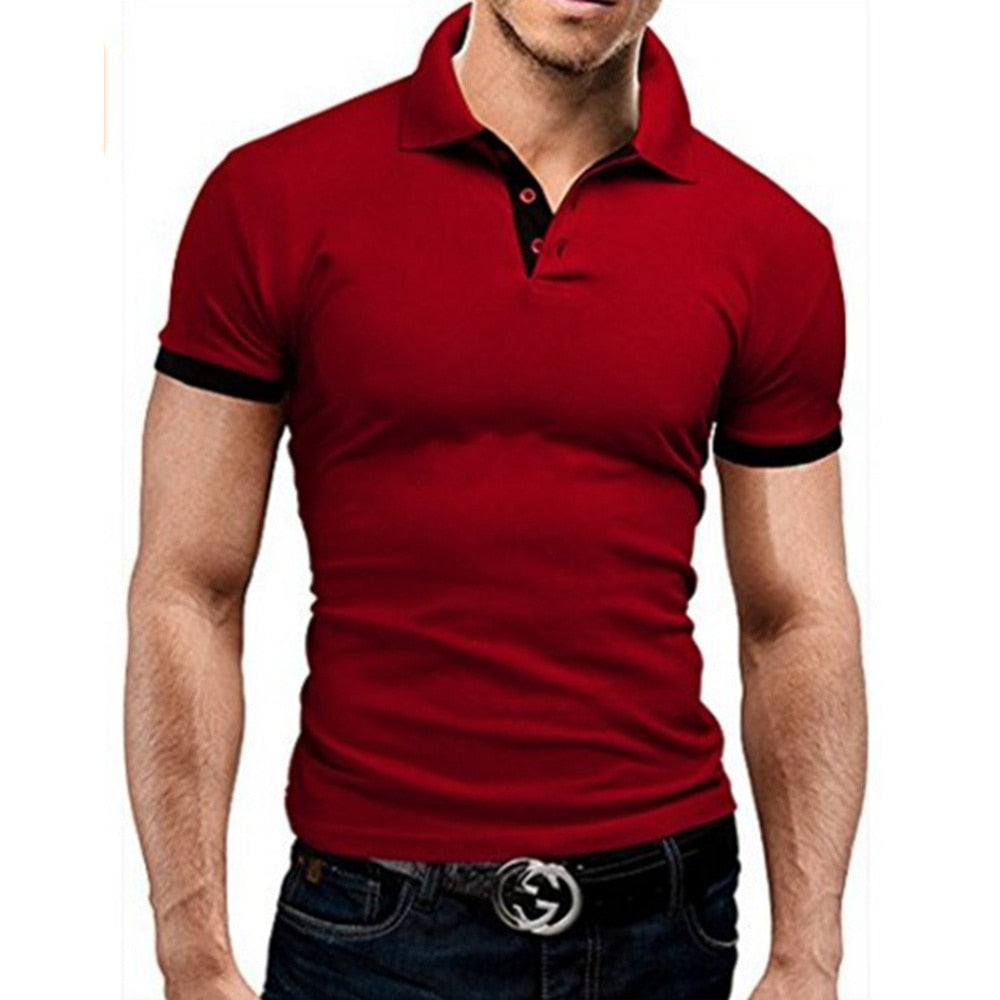 Men Summer Stritching Shorts Sleeve Polo Style Shirt