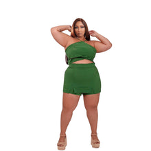 Load image into Gallery viewer, HLJ&amp;GG Fashion Halter Neck Sleeveless Two Piece Sets Women Plus Size Clothing XL-5XL
