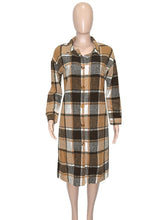 Load image into Gallery viewer, Vintage Style Women Plaid Print Blend Fall Winter Single Breasted Long Sleeve Coat Casual Waist Shaped Extra-long Jacket
