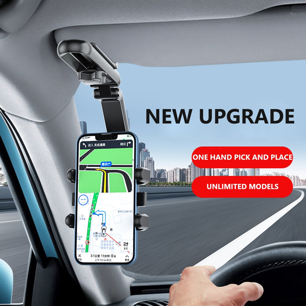 Auto Sun Visor Cell Phone Holder 1080° Rotating Mount Support in Car For iPhone 13 12 Car Mobile Clip Bracket