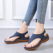 Load image into Gallery viewer, Summer Women Strap Sandals Flats Open Toe Solid Casual Shoes Rome Wedges
