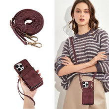 Load image into Gallery viewer, Zipper Lanyard Crossbody Wallet Phone Case For iPhone 14 Plus 13 12 11 Pro XS Max XR Plus SE 2 3 Card Slot Holder Cover
