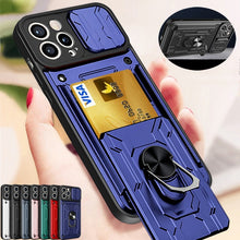Load image into Gallery viewer, Shockproof Case For iPhone 14 Pro Max Plus 13 12 11 Pro Max XR X  Rotation Metal Ring Stand And Card Slot
