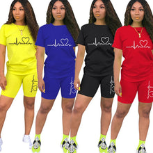 Load image into Gallery viewer, Summer two piece set for women T-Shirts and Shorts Ladies Casual O-Neck Pullover
