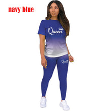 Load image into Gallery viewer, Summer Fashion Womens 2pc Set Ladies Casual Round Neck Short Sleeve T-shirt And Pants
