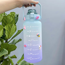 Load image into Gallery viewer, 2L Capacity Straw Cup Time Scale Water Bottle Plastic Frosted High Temperature Outdoor Sports
