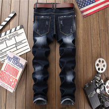 Load image into Gallery viewer, Men Jeans Denim Straight Worn Out European And American Classic
