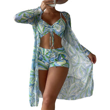 Load image into Gallery viewer, Floral Print Bikini Set Women Long Sleeve Shirt Shorts Swimsuit 3 PCS Cover Up Beachwear Summer  Bathing Suit
