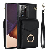 Load image into Gallery viewer, Leather Phone Case For Samsung Galaxy S23 Ultra S22 Plus S21 S20 FE Note 20 Ultra 10 Pro Coque Wallet Card Lanyard Ring Cover
