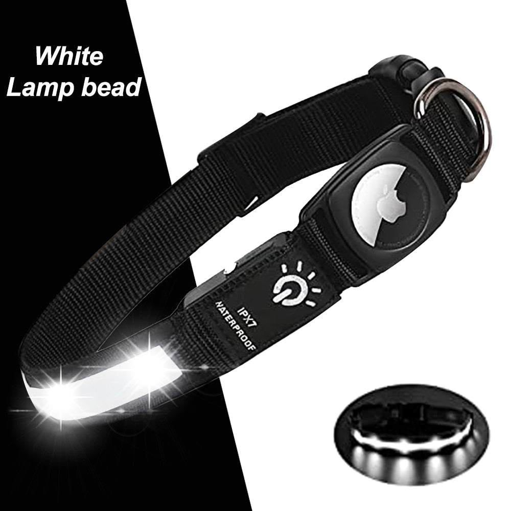 For Apple Airtag GPS Finder WaterProof Led Dog Collar USB Chargeable Tracker