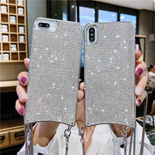 Load image into Gallery viewer, Crossbody Chain Fashion Bling Full Diamond Case for iPhone 14 13 12 11 Pro Max XR Xs 7 Plus 8 6 XS SE2 Soft Rhinestone Cover Bag
