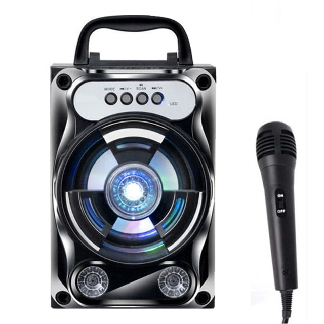 Portable Karaoke Speaker Wireless Bluetooth  System Bass Subwoofer Microphone Support Hands-Free/USB/TF Card/AUX/FM