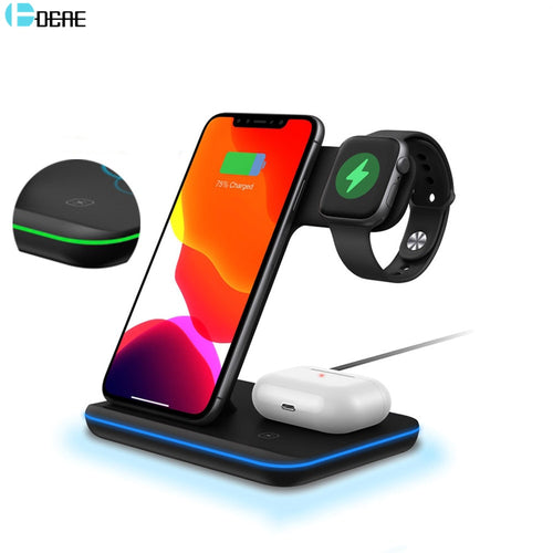 15W 3 in 1 Qi Wireless Charger Stand for iPhone 12 11 XS XR X 8 AirPods Pro Charging Dock Station For Apple Watch iWatch 6 5 4 3 - somethinggoodenterprise