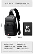Load image into Gallery viewer, Rowe Classic Men Crossbody Bag Waterproof Business Shoulder Bags USB Charging Anti-theft Chest Bag For Men Fit For 9.7 Inch iPad
