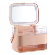 Load image into Gallery viewer, New Cosmetic Storage Box With Mirror Led Light Desktop Makeup Organizer Case Dust-Proof Drawer Type Organizer for Cosmetics - somethinggoodenterprise
