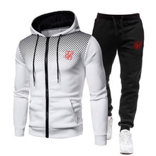 Load image into Gallery viewer, Men&#39;s Hoodie suit fashion silk brand print autumn casual Hoodie+pants men sports two piece Men Clothes Sportswear Sets
