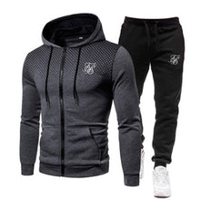 Load image into Gallery viewer, Men&#39;s Hoodie suit fashion silk brand print autumn casual Hoodie+pants men sports two piece Men Clothes Sportswear Sets
