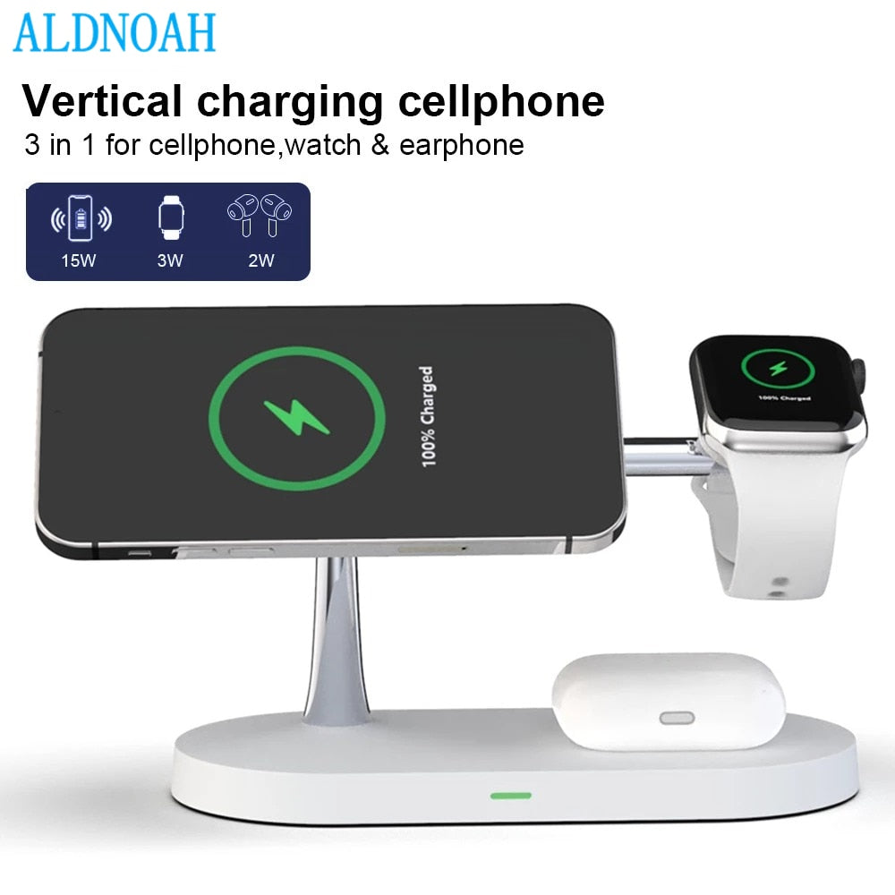 4 in 1 Magnetic Fast Wireless Charger For iPhone 13 12 Pro Max Mini Charge Docking Station for Apple Watch 7 6 5 4 3 Airpods Pro